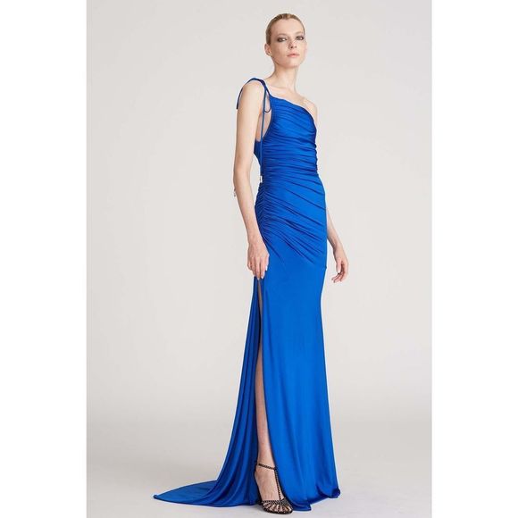 HALSTON ANJELICA ONE SHOULDER JERSEY GOWN - Picture 3 of 10